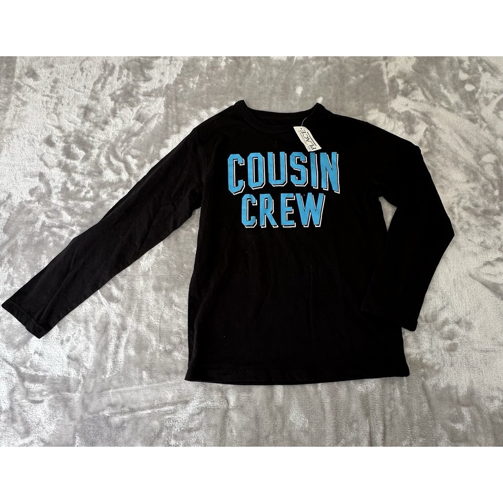 Children's Place Boys T Shirt Long Sleeve Black Size‎ 5/6 Small Cousins Crew NWT
